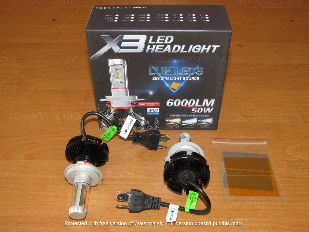 Лампочка 12v Н4 LED-X3 lavrled 3000/6500/8000K   (гарант.=1рік)