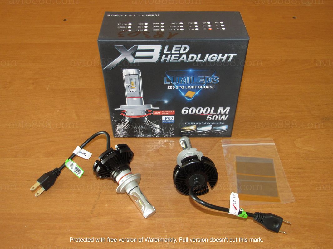 Лампочка 12v Н7 LED-X3 lavrled 3000/6500/8000K   (гарант.=1рік)