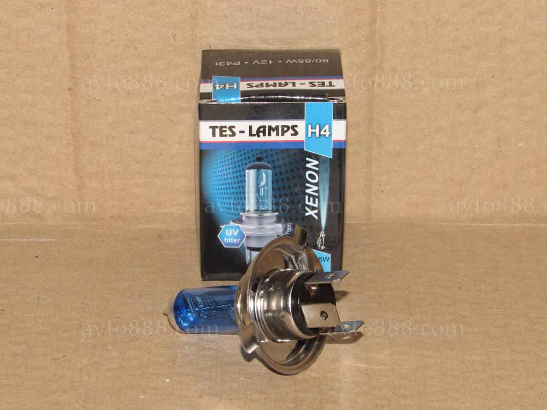 Лампочка 12v Н4 P43 60/55W Tes-lamps синя