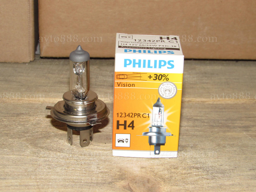 лампочка 12v Н4 P43 60/55W "Philips" +30%