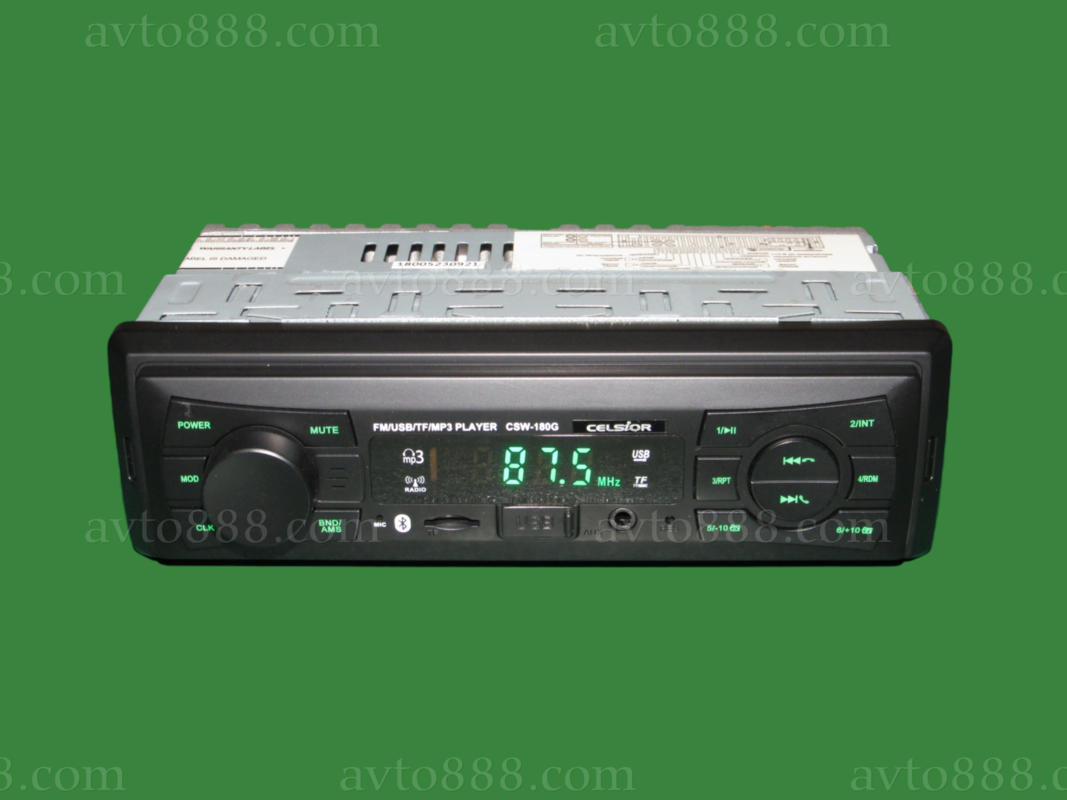 магнитофон "Celsior" MP3/USB/SD/ISO/доп. разъем  CSW-180G зеленая подсв.