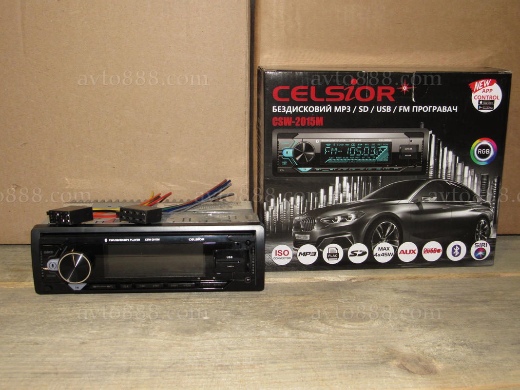 магнитофон "Celsior" CSW-2015M MP3/USB+USB Charge/MicroSD/ISO/доп. разъем/BlueTooth/съмная панель    -7кольор. підсв.-