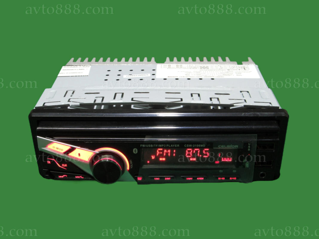 магнитофон "Celsior" CSW-2106MD MP3/USB+USB Charge/MicroSD/ISO/доп.разъем/BlueTooth/съмная панель 7-цв. подсв.