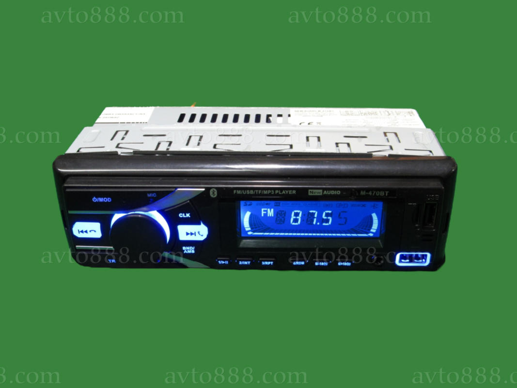 магнитофон "New Audio" M470BT MP3/USB+USB Charge/MicroSD/ISO/доп. разъем/BlueTooth-телефон/пульт 7-цв. подсв.