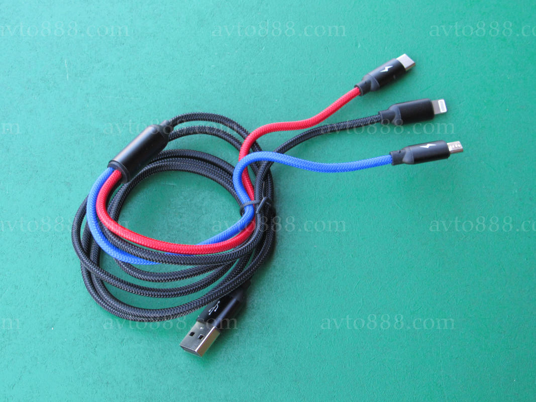 кабель 3-in-1 Baseus Three Primary Colors Cable Black