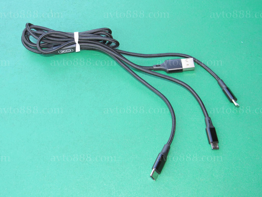 кабель 3-в-1 XO NB173  2.4A  3 in 1 USB cable 1.2m Black
