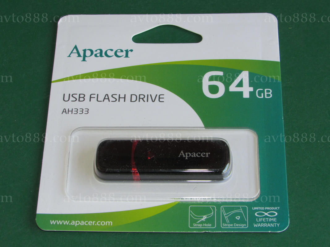флешка Apacer AH333 64GB (USB 2.0) Black