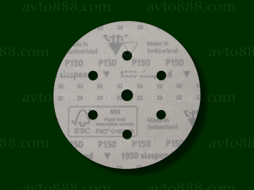 шліфувальний круг SIA 1950 6+1отв, 150мм Р150