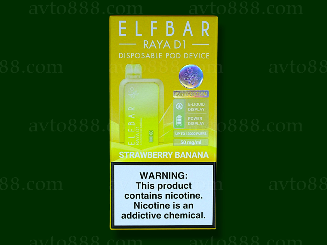 Elf Bar Raya D1 13000 Strawberry Banana (Клубника Банан) 5% Одноразовый POD